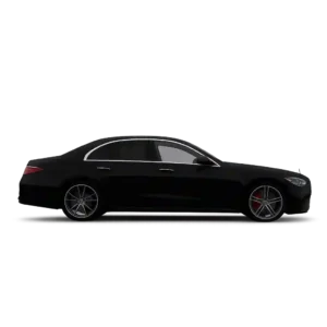 Black Mercedes S-Class used for premium chauffeur hire and executive travel in Exeter